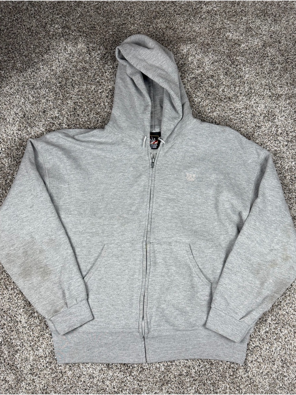 Sz 2XL Men’s JC Penney Gray Full-Zip Hooded Sweatshirt Team USA